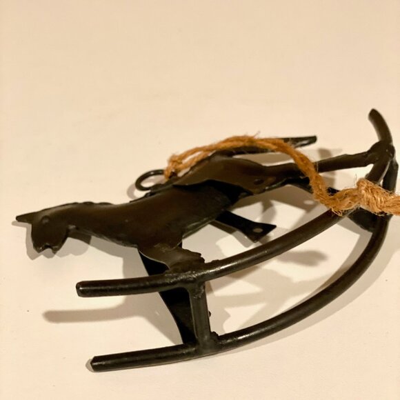 Vintage Metal Rocking Horse Ornament - Rustic Decor (3.5" Height x 5" Length)β - Picture 5 of 5